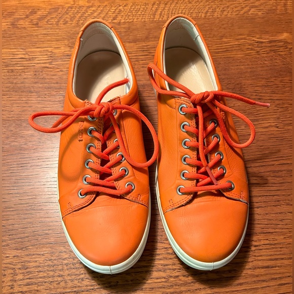 Ecco Shoes - Ecco Orange Leather Lace-Up Sneakers